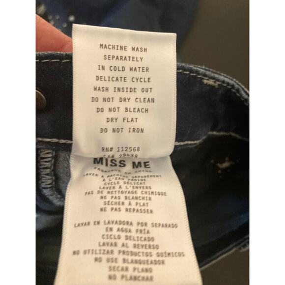 Miss Me Standard Ankle Skinny Size 25 Inseam 24 Distressed Embroiled Beeds - Picture 9 of 11